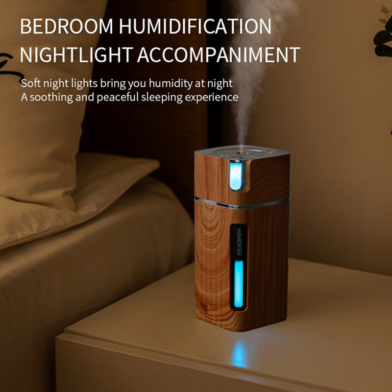 Electric Ultrasonic Humidifier & Essential Oil Diffuser – Wood Grain Mini Mist Maker