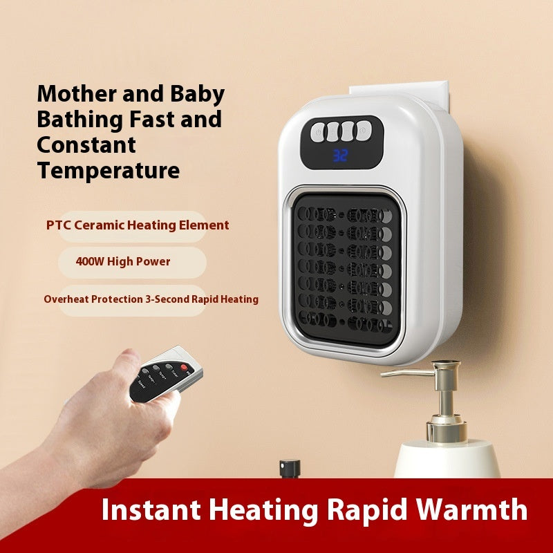 Wall-Mounted Electric Heater with Remote – Small Portable Silent Heater for Home, Office & Bathroom