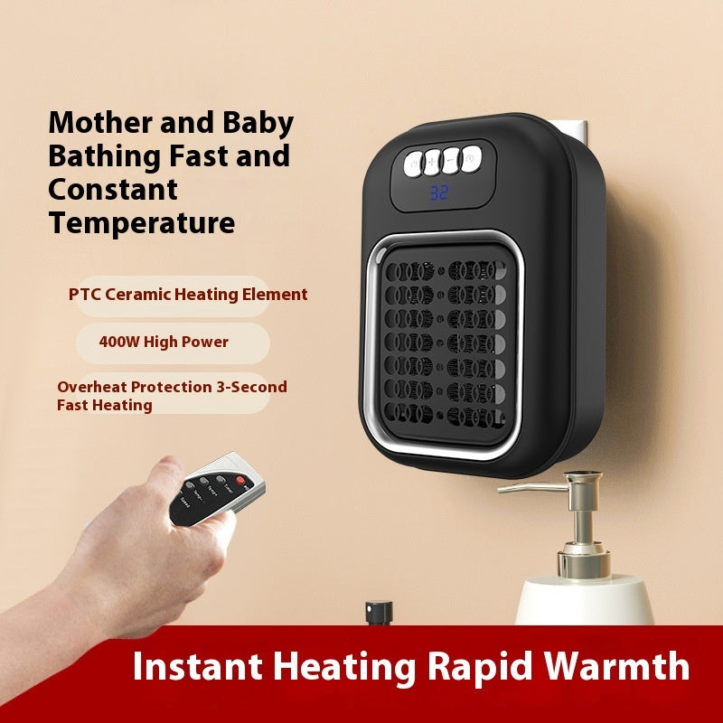 Wall-Mounted Electric Heater with Remote – Small Portable Silent Heater for Home, Office & Bathroom