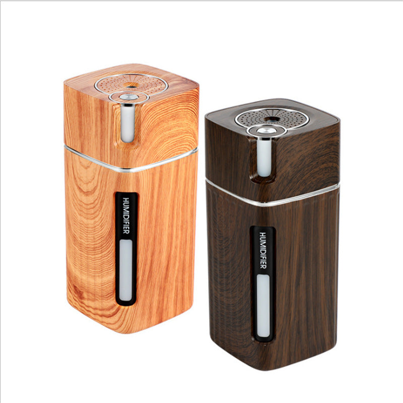 Electric Ultrasonic Humidifier & Essential Oil Diffuser – Wood Grain Mini Mist Maker