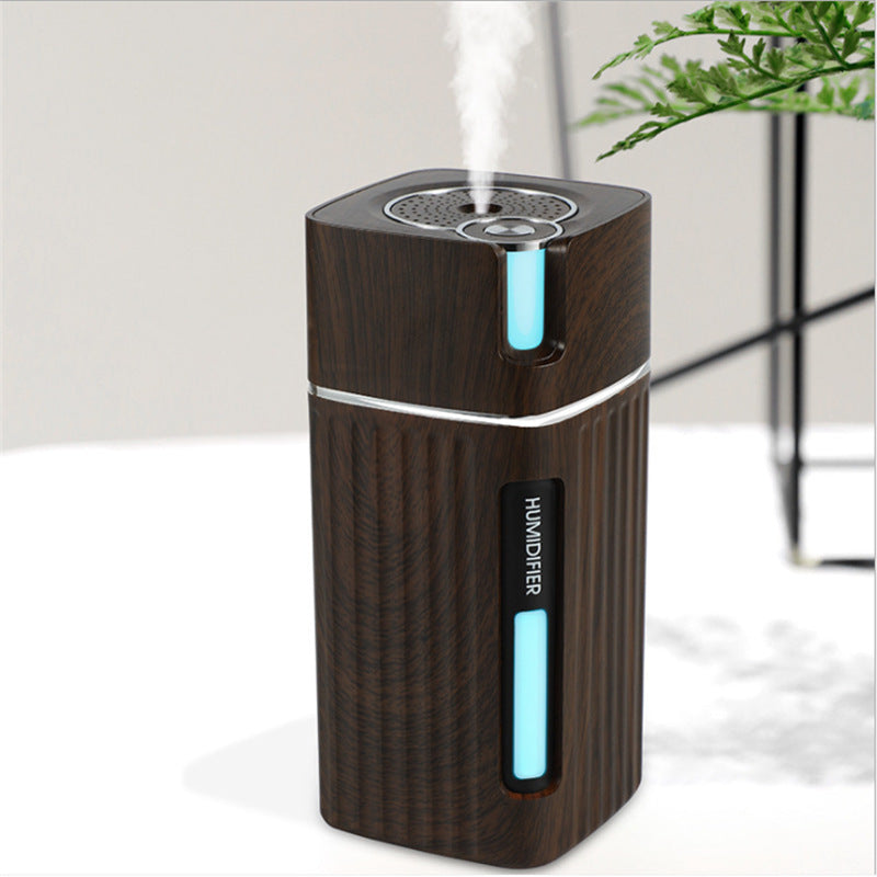 Electric Ultrasonic Humidifier & Essential Oil Diffuser – Wood Grain Mini Mist Maker