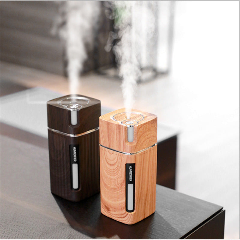 Electric Ultrasonic Humidifier & Essential Oil Diffuser – Wood Grain Mini Mist Maker