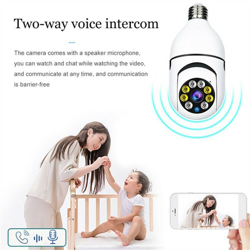 1080P HD WiFi Light Bulb Security Camera with IR Night Vision – E27 Smart Home