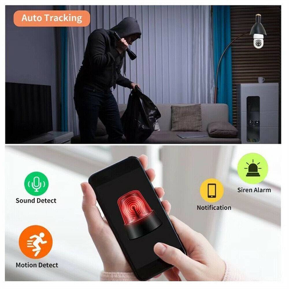 1080P HD WiFi Light Bulb Security Camera with IR Night Vision – E27 Smart Home