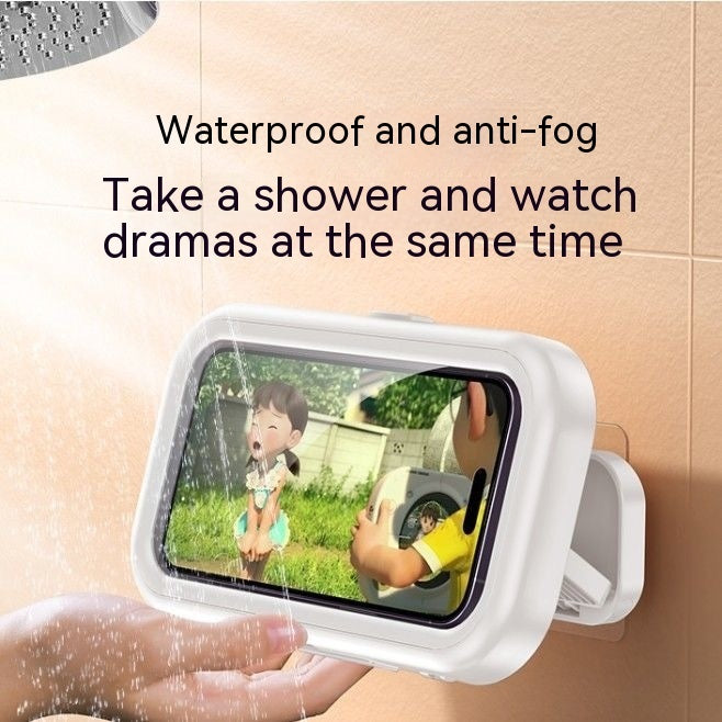 Bathroom Waterproof Phone Box – 360° Rotatable, Punch-Free Wall Mount