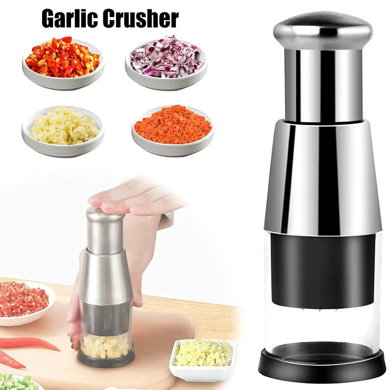 Handheld Garlic Press & Multi Vegetable Chopper – Kitchen Squeezer Tool