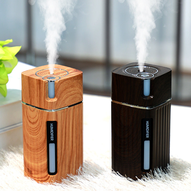 Electric Ultrasonic Humidifier & Essential Oil Diffuser – Wood Grain Mini Mist Maker